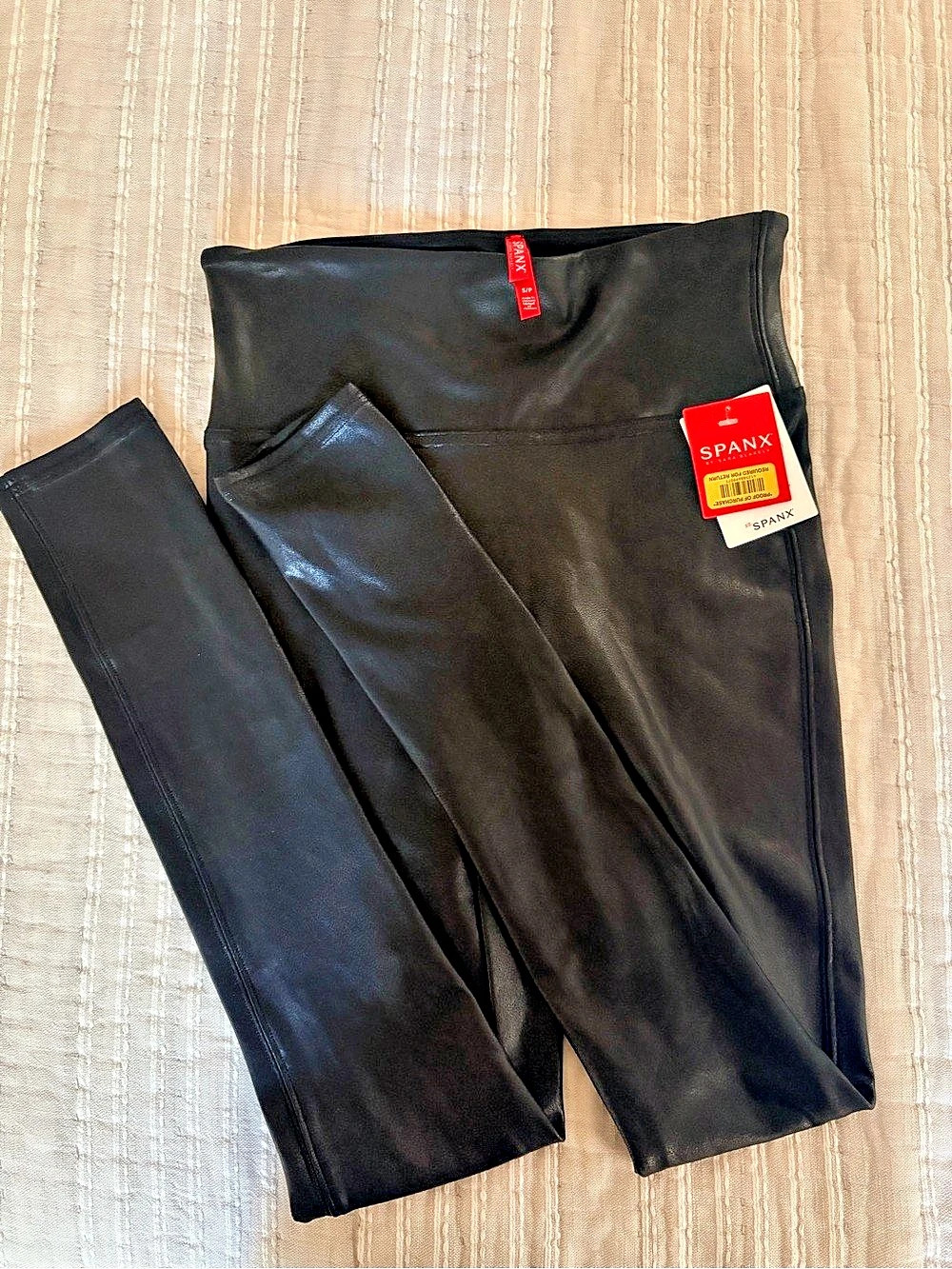 NWT SPANX Faux Leather Leggings Black Size Small